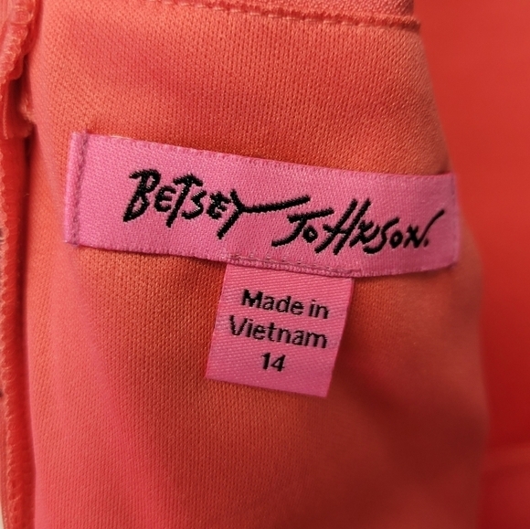 Betsey Johnson Sleeveless Lace Skater Dress Coral Black 14 - Picture 3 of 7